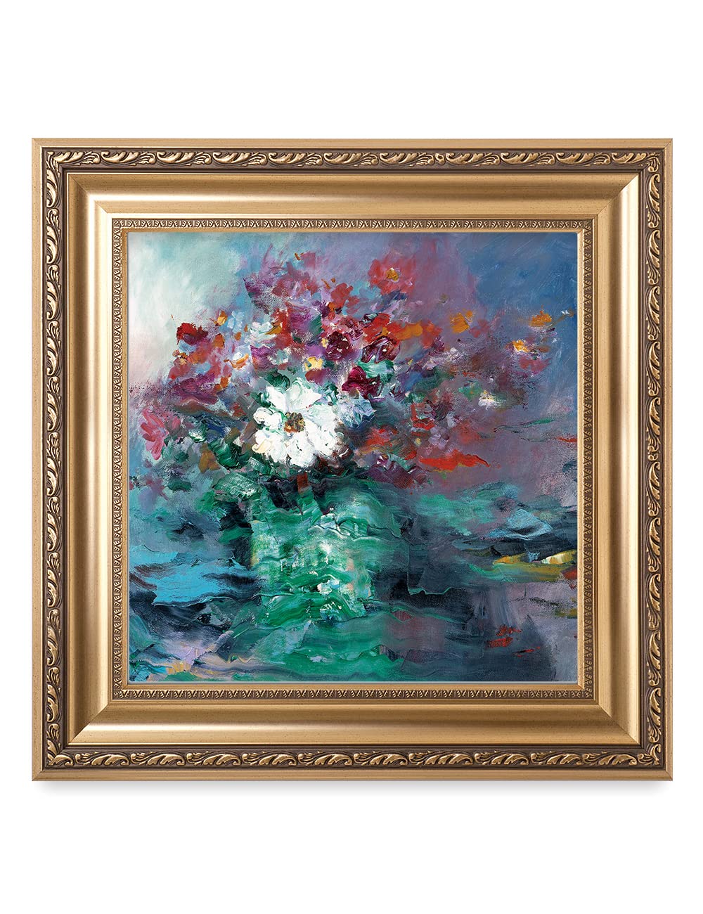 DECORARTS - Floral Vase Still Life by David Ma | Abstract Flower Wall Art | Premium Giclee Print in Classic Gold Frame (22