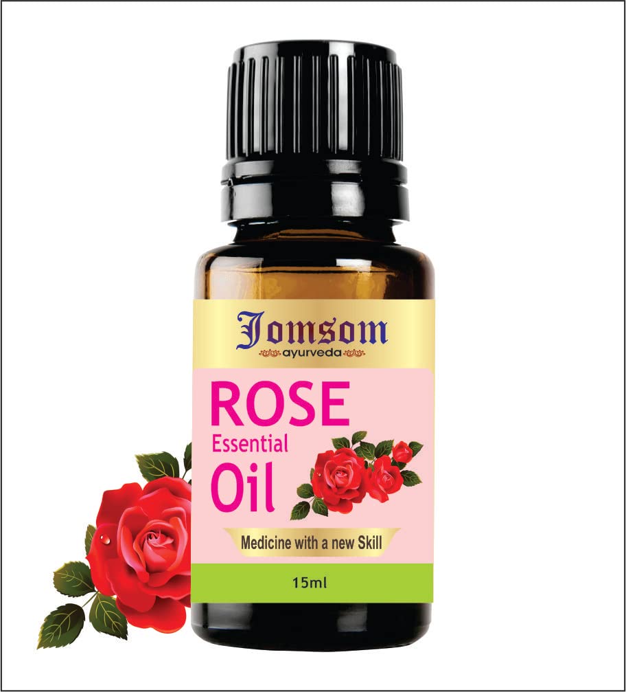 Pure Ayurvedic Rose Essential Oil (Gulab Oil) - 100% Undiluted, Natural Therapeutic Grade with Glass Dropper for Aromatherapy, Relaxation, Skin Care, Diffusers, Lotions, Soaps & Perfumes - Perfect for Spa, Massage, Meditation & Home Fragrance (15ml)