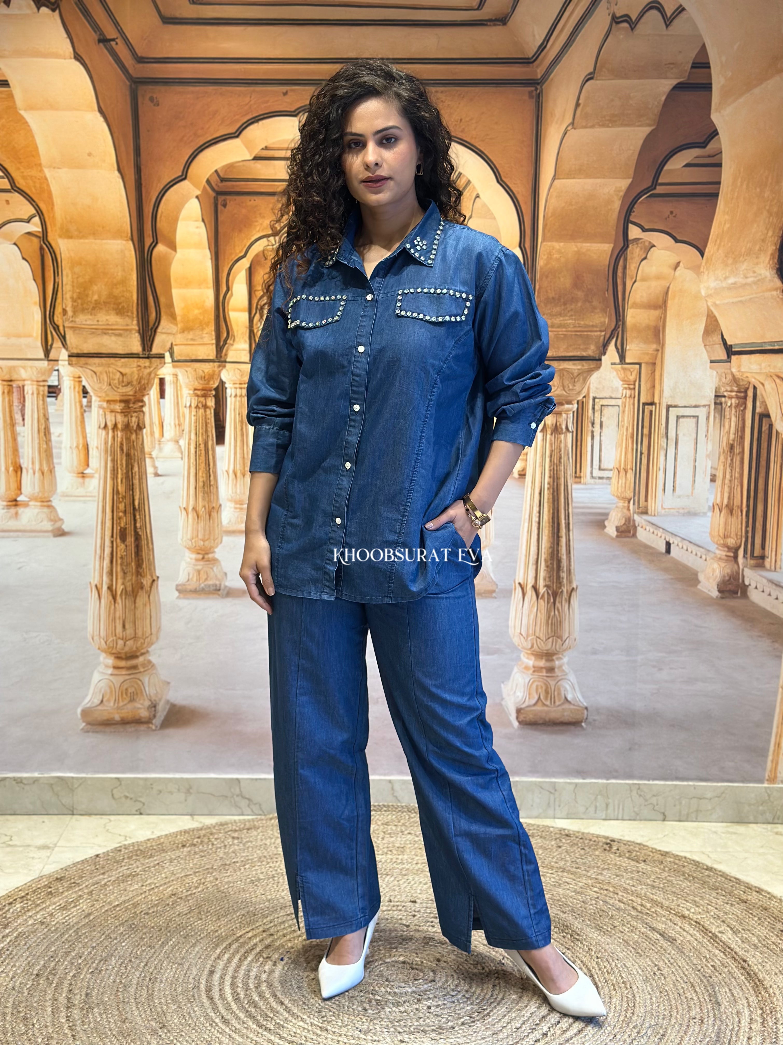 Trendy Blue Matching Outfit Set for Women | Casual Summer Two-Piece Coord | Perfect for Beach, Vacation & Street Style