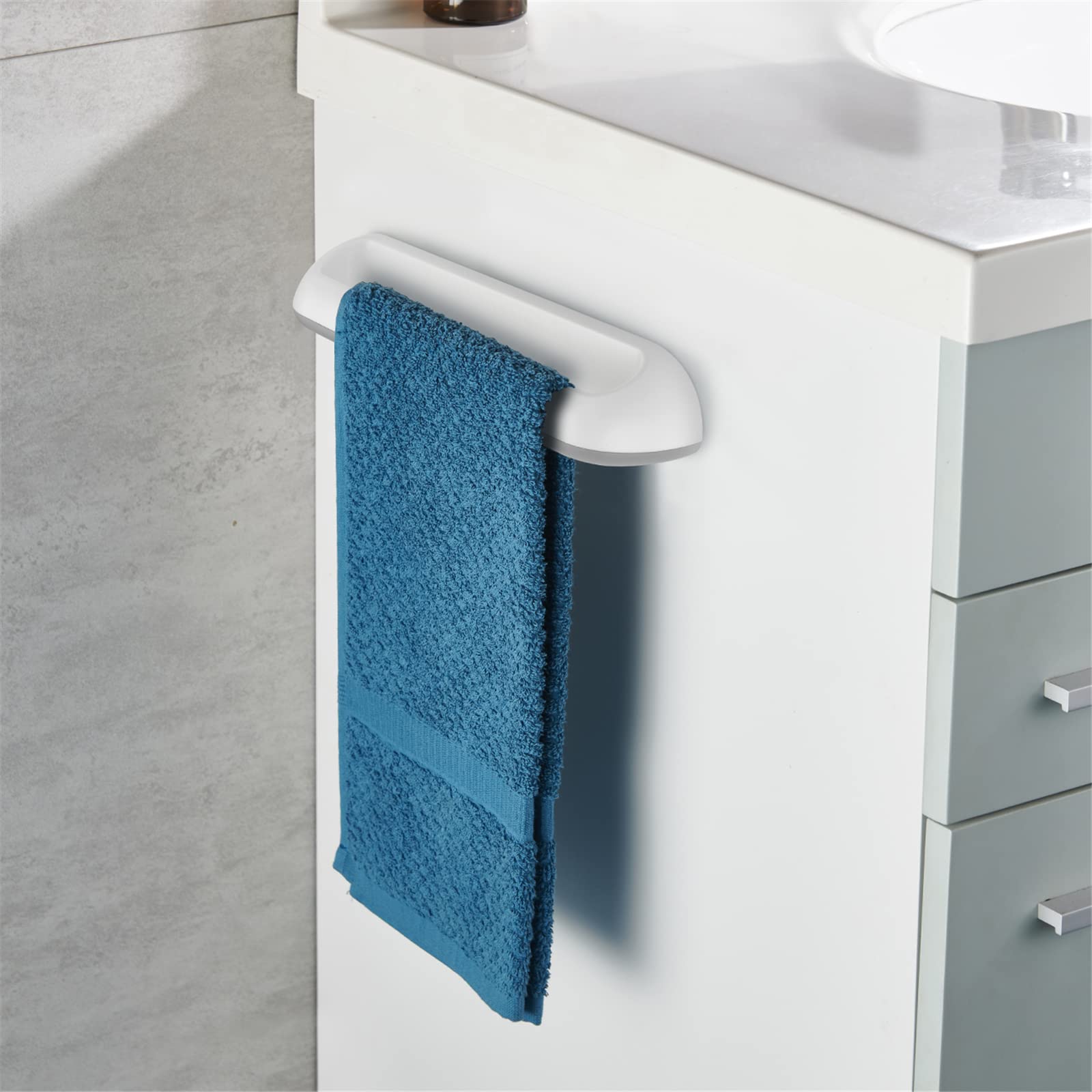 AUSTY Self Adhesive Wall Mounted Towel Holder - 28cm ABS Bathroom & Kitchen Towel Bar for Hand Towels, Dishcloths - Perfect for Small Spaces, Apartments, RVs