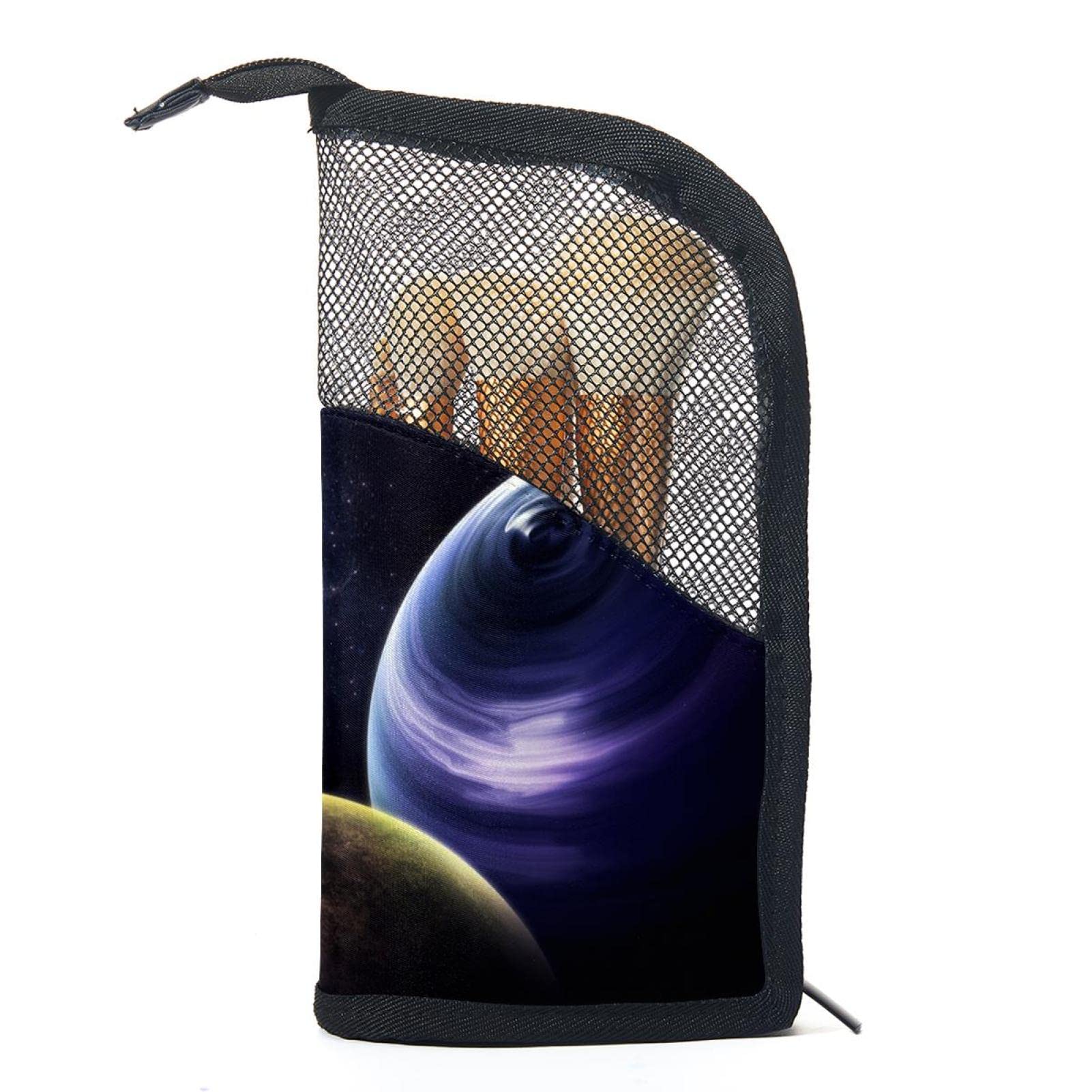 12-Piece Space Planet Nebula Makeup Brush Organizer Bag - Portable Cosmetic Brush Holder Case for Travel & Home Storage - Perfect for Makeup Artists & Beauty Enthusiasts