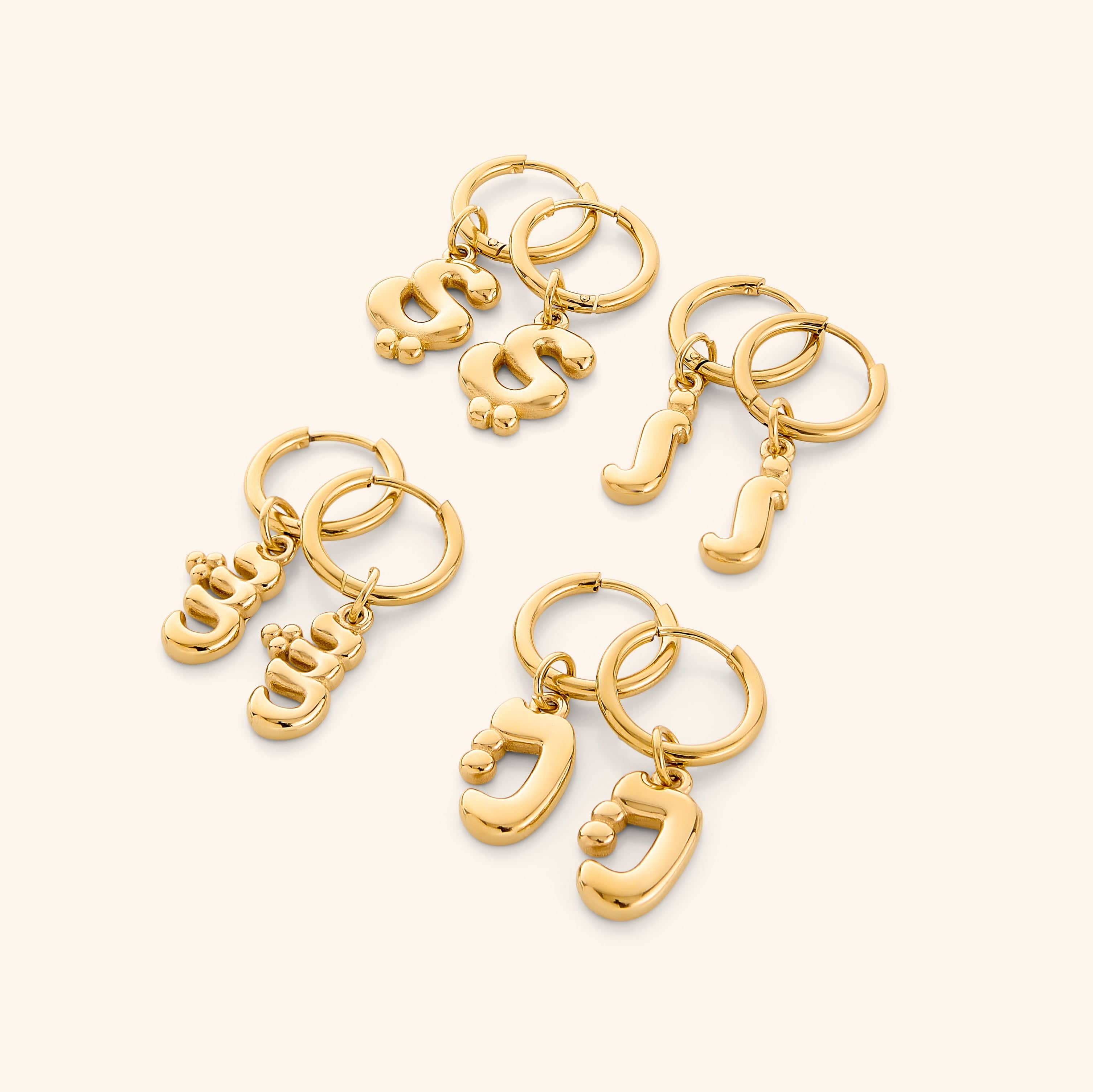 Arabic Bubble Letter Earrings - Trendy Gold Plated Dangle Hoop Earrings for Women - Perfect for Parties, Weddings & Everyday Fashion Accessories