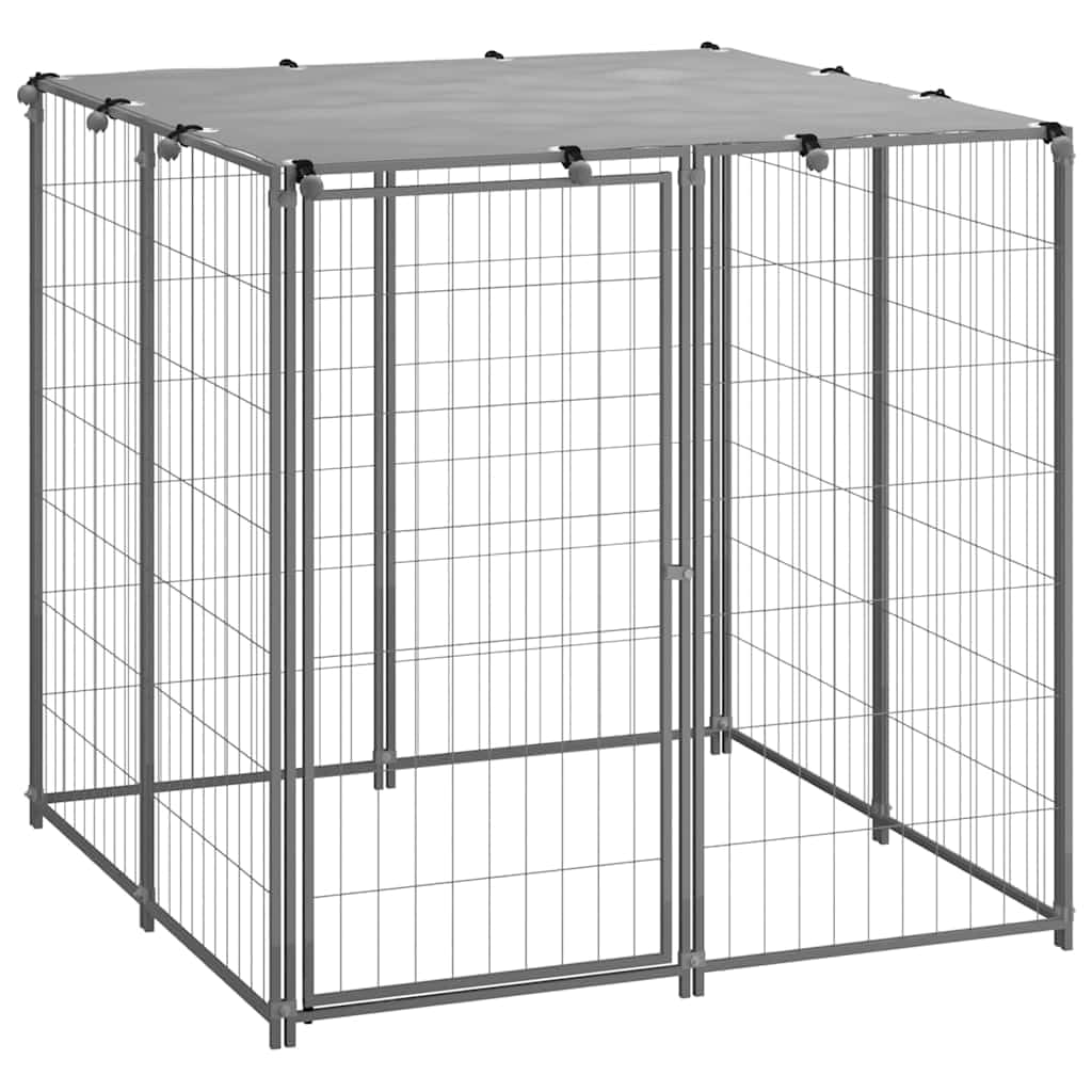 vidaXL Spacious Steel Dog Kennel with Secure Locking Door & UV-Resistant Roof - Durable Outdoor Dog Crate for Garden, Yard, Patio, and Backyard Use