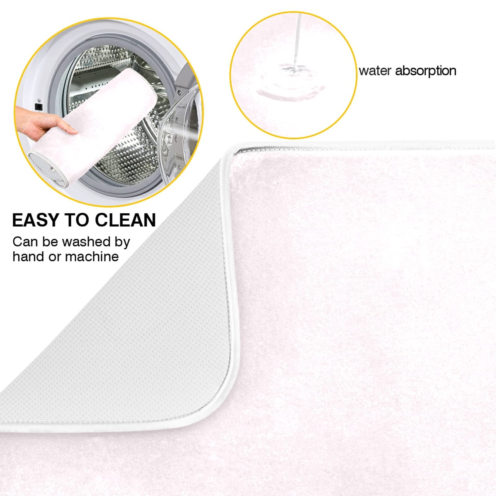 Blush Pink Extra Large Dish Drying Mat - 18x24 Inch Heat-Resistant Microfiber Kitchen Counter Mat for Plates, Bowls & Utensils - Perfect for Kitchen Decor & Dish Drainer Pad | Ideal for Countertop Protection & Drying Dishes