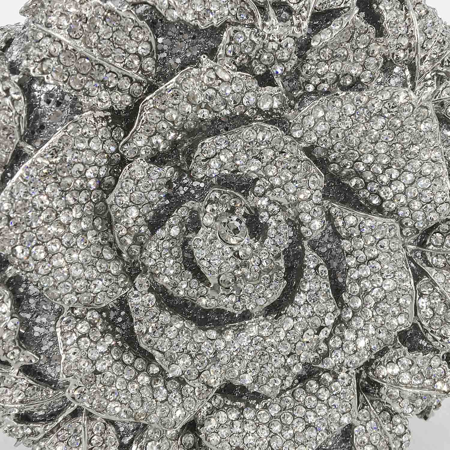 Elegant Round Rose Flower Crystal Clutch Purse for Women - Formal Evening Bag, Wedding Clutch, Party Handbag, Mini Purse - Perfect for Weddings, Prom, Cocktail Parties & Special Occasions