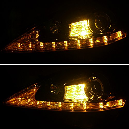 Glossy Black LED DRL with Signal Strip Projector Headlights - Compatible with Lexus IS250 2006-2013 - High Performance Replacement Headlights for Night Driving & Enhanced Visibility