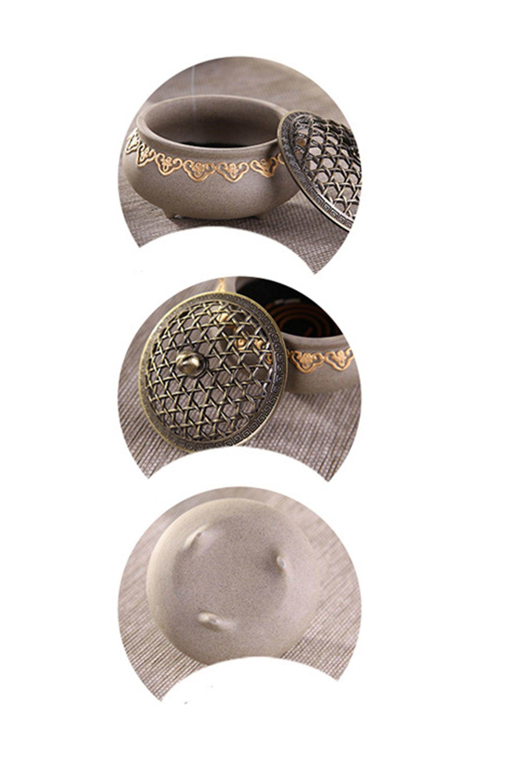 Premium Oriental Ceramic Incense Burner with Ash Catcher - Traditional Handcrafted Incense Holder Bowl for Meditation, Yoga & Home Decor (Set of 1) - Perfect for Zen Spaces, Altars and Aromatherapy Sessions
