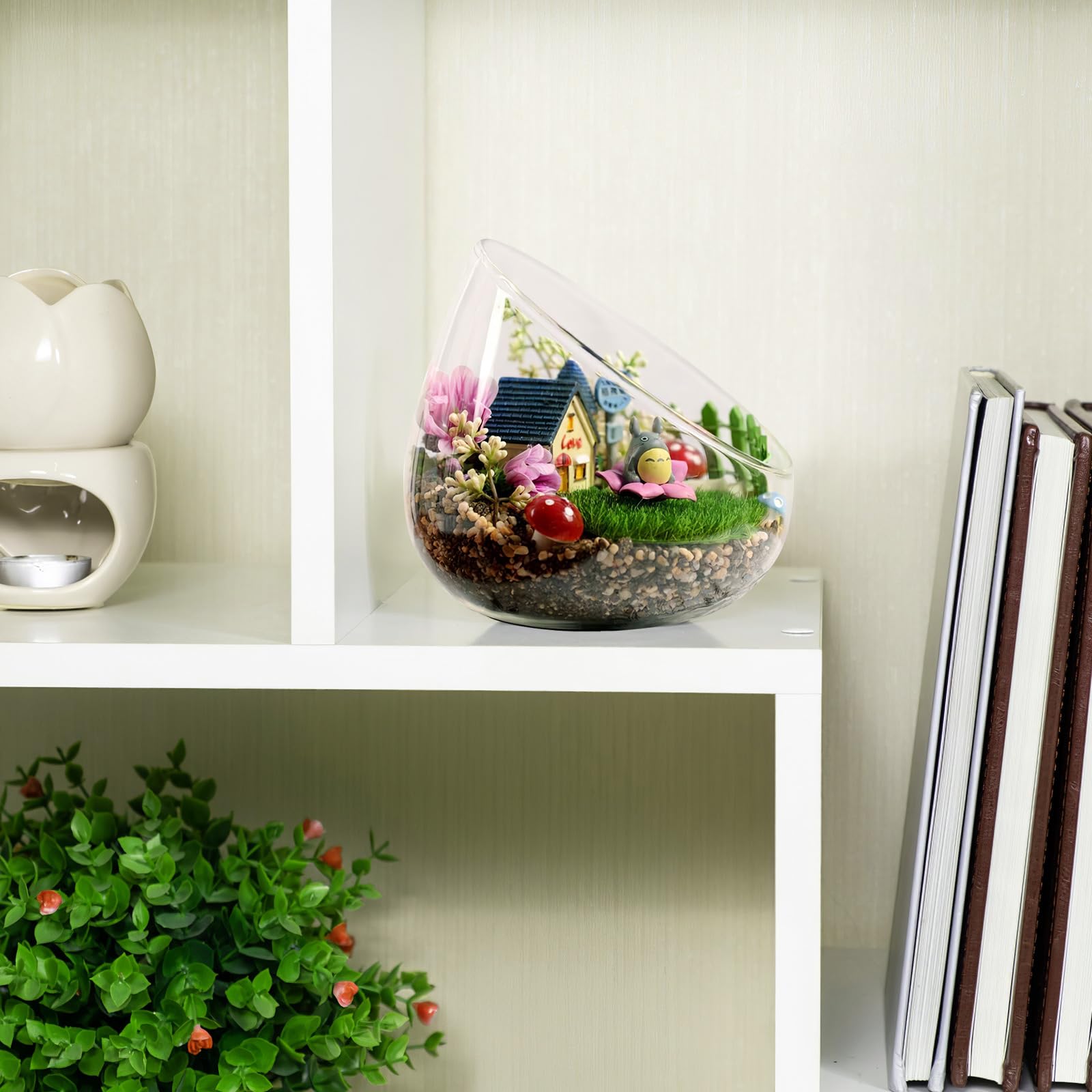 Angoily Cut Glass Bowl Vase - Elegant Terrarium Container, Candle Holder, Candy Dish & Planter for Home Decor, Centerpiece, Floral Arrangements & DIY Projects