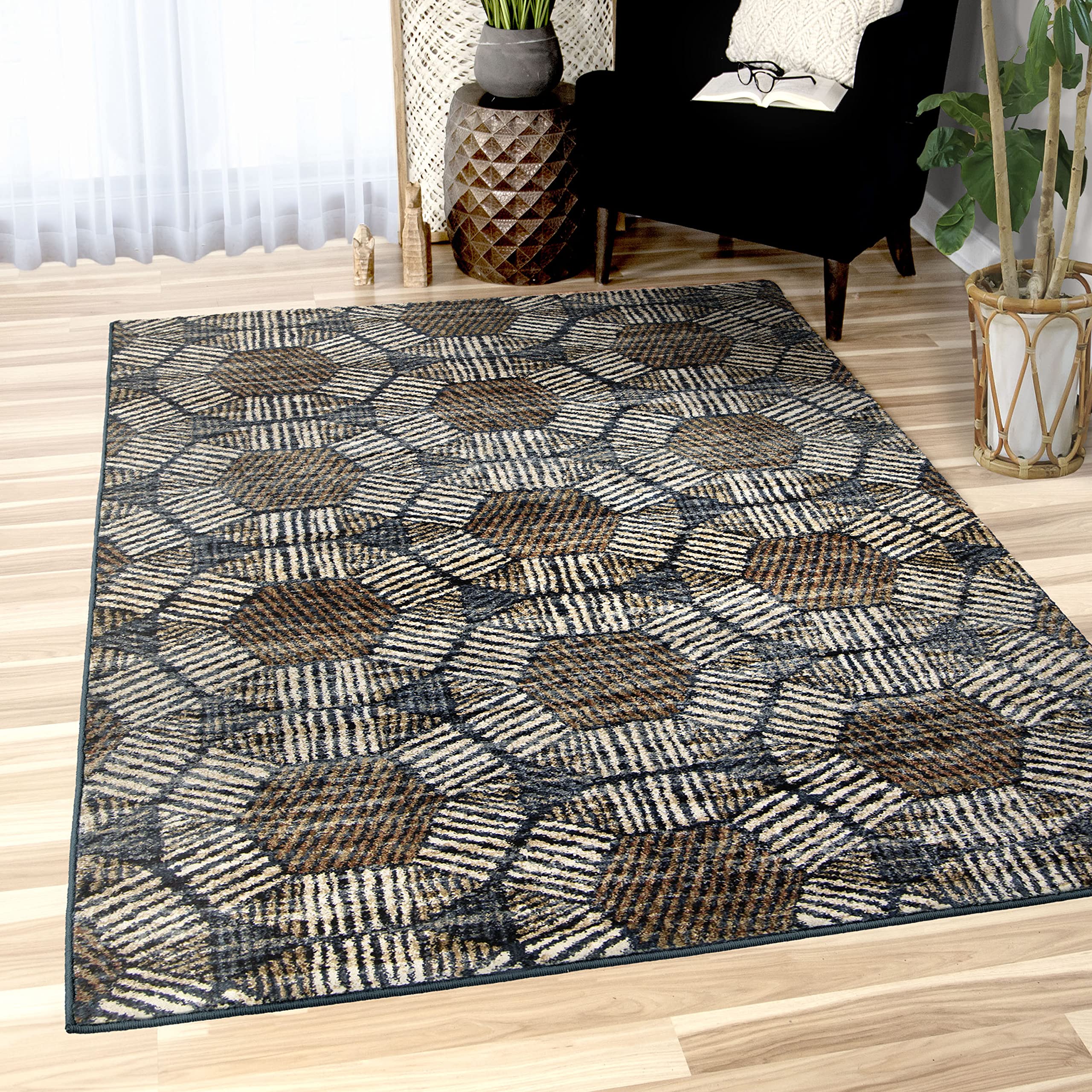 Orian Rugs Olympia Composed Area Rug - Soft Modern Non-Slip Living Room Carpet for Home Decor, Bedroom & Office