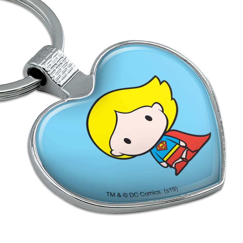 Superman & Supergirl Cute Chibi Keychain - Heart Love Metal Key Ring for Anime Fans, Couples & DC Comics Collectors - Perfect for Backpacks, Gifts & Key Organization