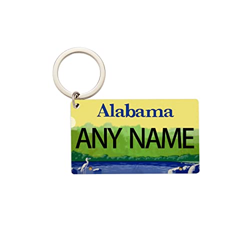 VEELU Personalized License Plate Keychains - Custom Name Travel Souvenirs, American Style Llavero, Ideal for Gifts, Car Keys, and Travel Accessories