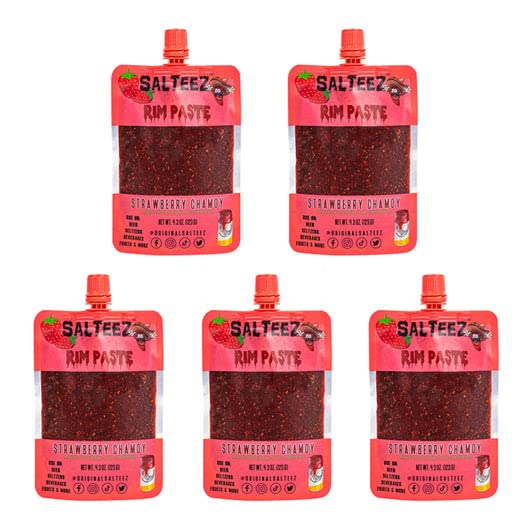 Strawberry Chamoy Rim Paste for Beers, Cocktails, Snacks - Salteez Flavor Enhancer (5 Pack) | Perfect for Margaritas, Micheladas & Party Snacks