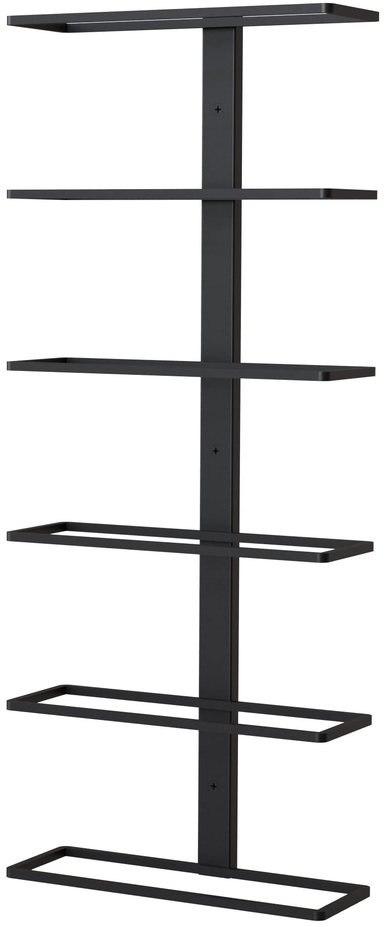 TheRackCo. Wall Mounted Wine Bottle Rack - Black Metal Frame Holds 6 Bottles | Space Saving Home Bar Decor for Kitchen, Dining Room & Wine Cellar Organization