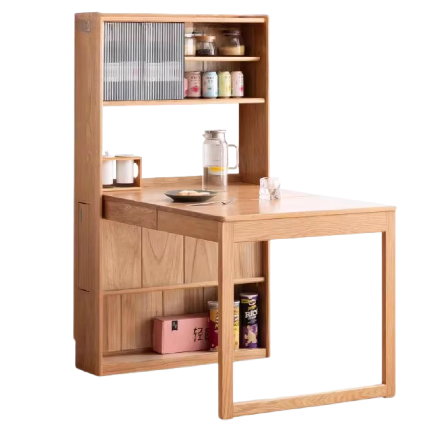 out of stock 45.6-68.5x33x59 inch / 116-174x84x150 cm / Natural Wood Color / Telescopic dining table