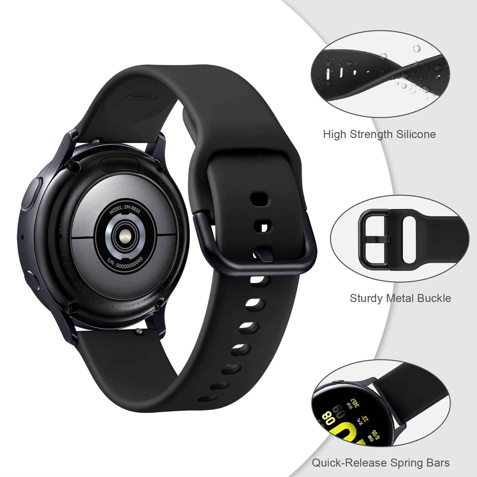 3 Pack Samsung Galaxy Watch 4 Classic Soft Replacement Bands - Comfortable Durable Silicone Watch Straps for Workout, Running & Daily Wear