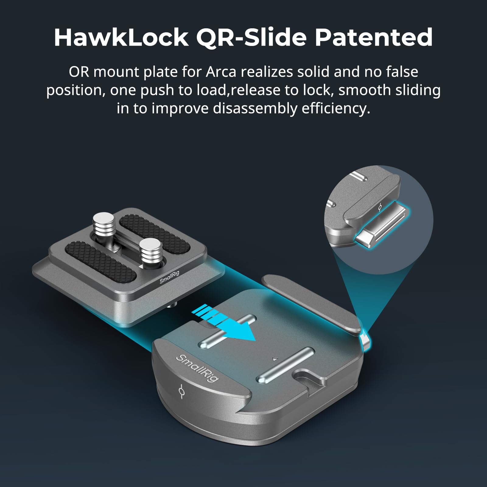 SMALLRIG HawkLock H38 Quick Release Mount Plate for Arca Swiss - Compatible with Manfrotto & Tripods | Includes Two 1/4