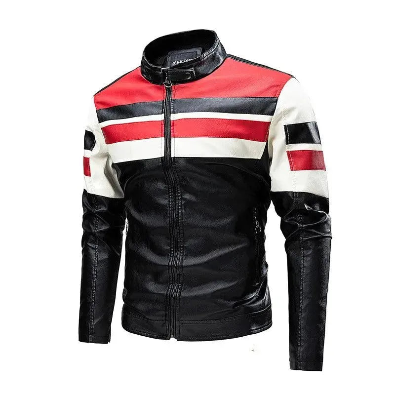 Men's Slim Fit PU Leather Jacket with Stand Collar - Stylish Outerwear for Casual Wear, Date Night & Motorcycle Riding