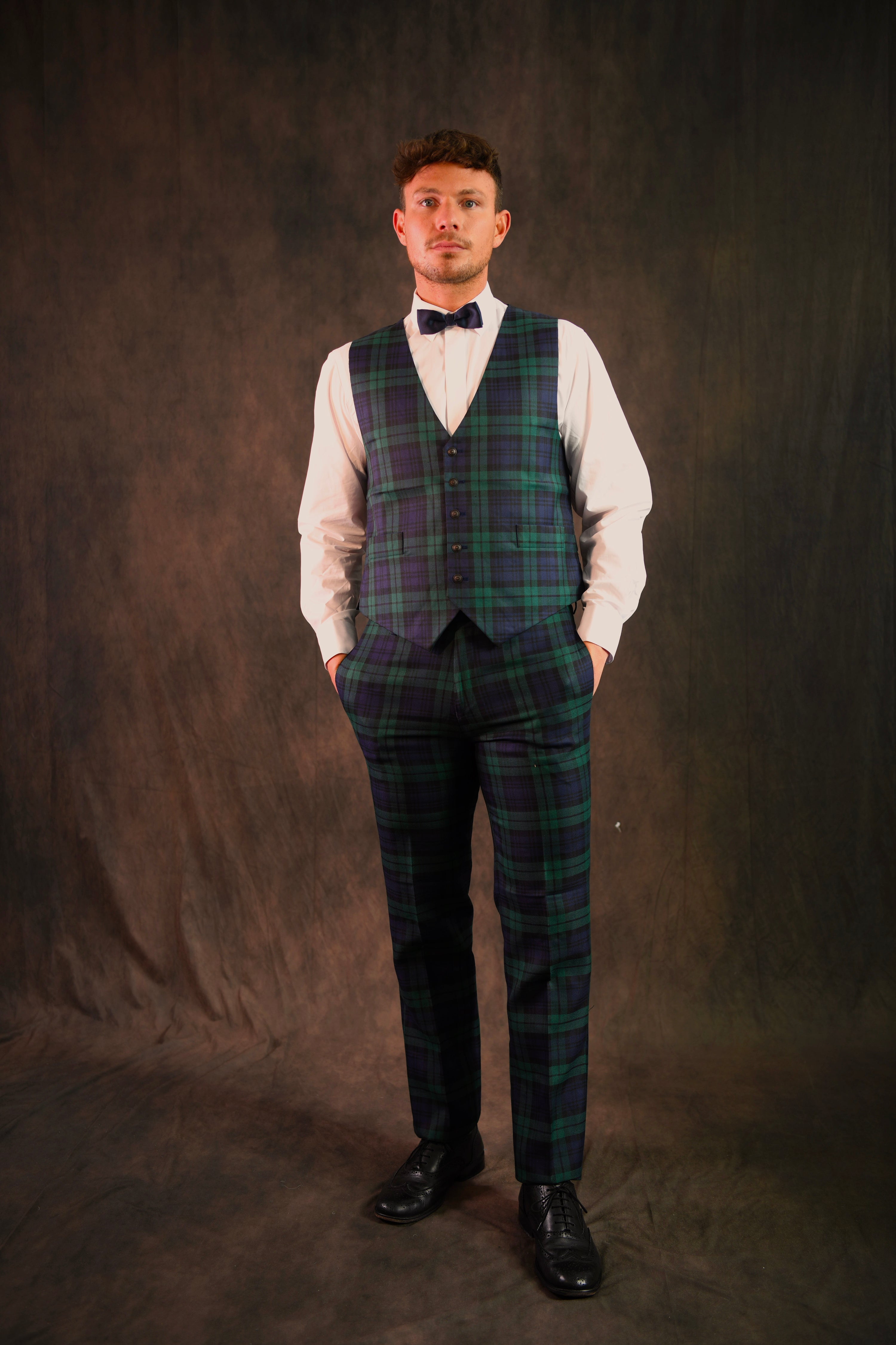 Black Watch Tartan Trousers and Waistcoat Set for Men | Classic Scottish Plaid Formal Outfit | Perfect for Weddings, Parties & Highland Events