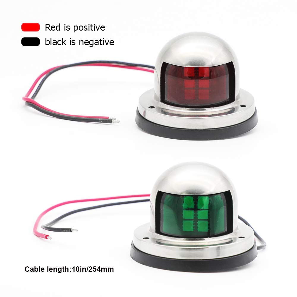 TMH (Pack of 8) 2.5 Inch Green & Red Marine LED Navigation Lights - 8 Diodes Waterproof Boat Signal Bulbs for Pontoon, Yacht, Sailing - 12V DC Stainless Steel RR12 - Perfect for Night Boating & Water Safety