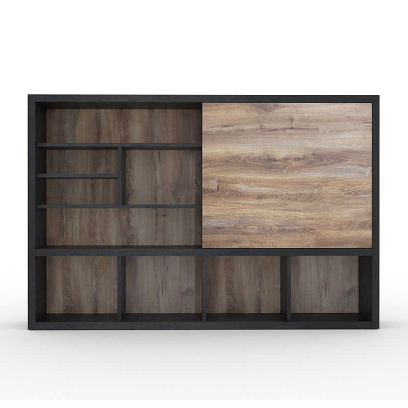 DAXTON 2.4M Display Unit - Warm Oak & Black Finish for Retail Stores, Boutiques & Home Decor