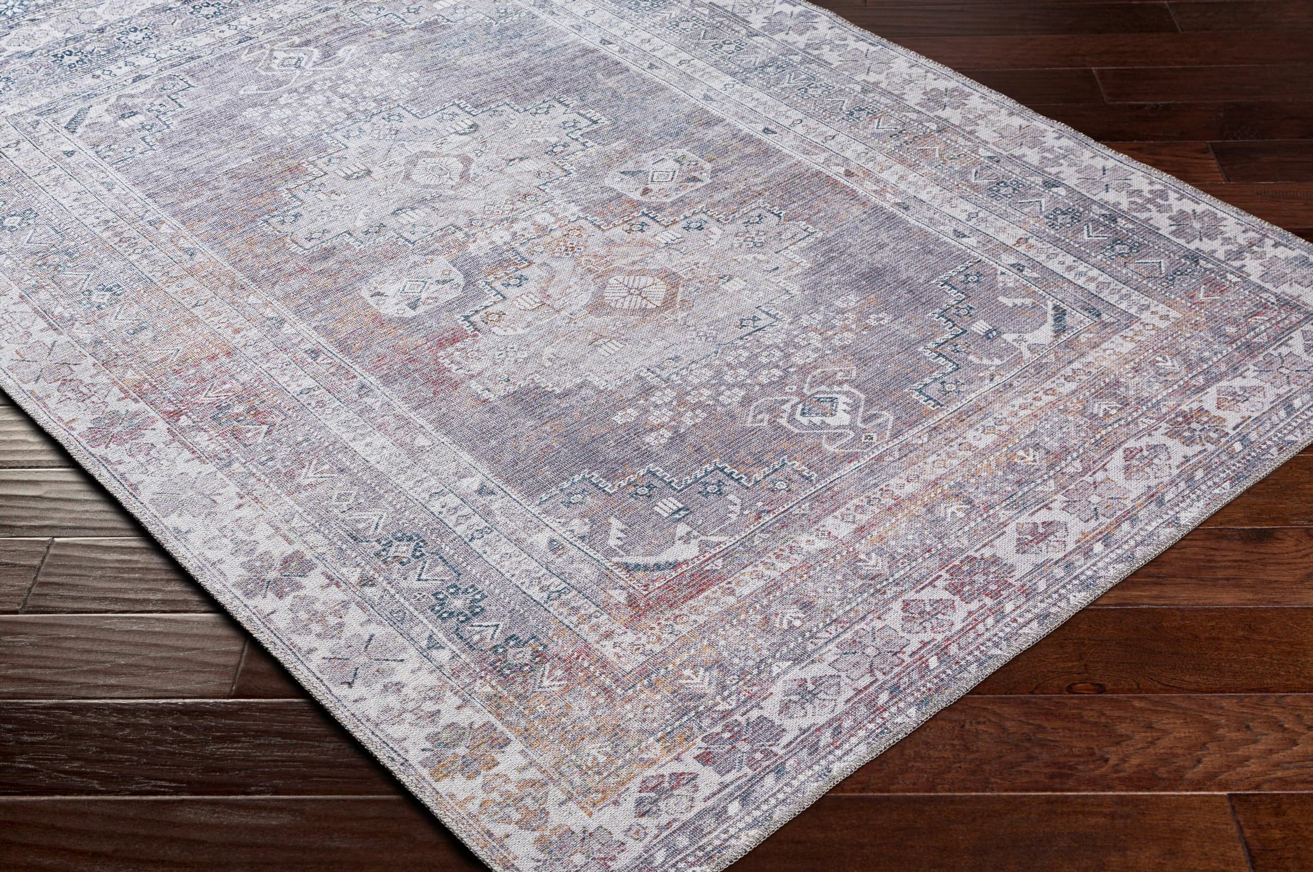 Mark&Day Washable Rugs 9x12 - McCordsville Traditional Slate Area Rug in Blue Grey | Machine Washable Living Room, Bedroom & Kitchen Carpet (9'3