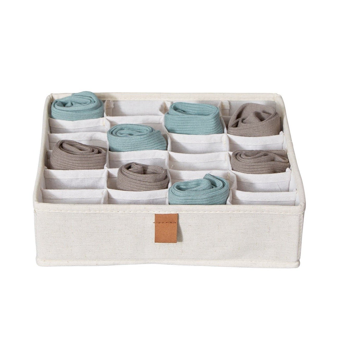 24 Compartment Fabric Wardrobe Organizer - Cream Color for Closet Storage & Clothes Organization | Perfect for Bedroom, Dorm, or Travel Use
