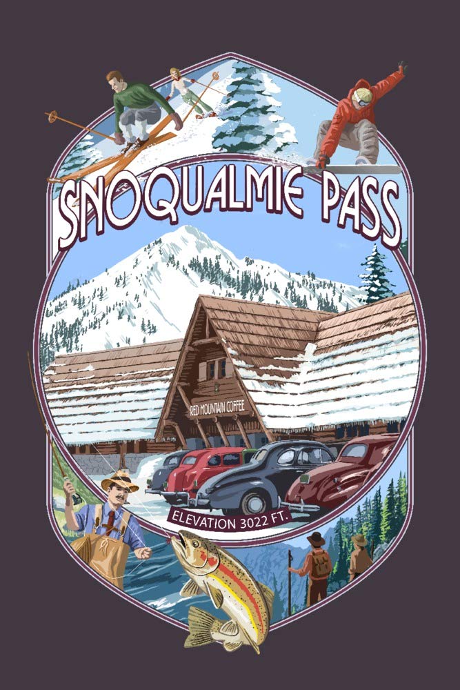 Lantern Press 16x24 Inch Giclee Art Print - Snoqualmie Pass Washington Landscape Wall Decor | Perfect for Living Room, Bedroom & Office