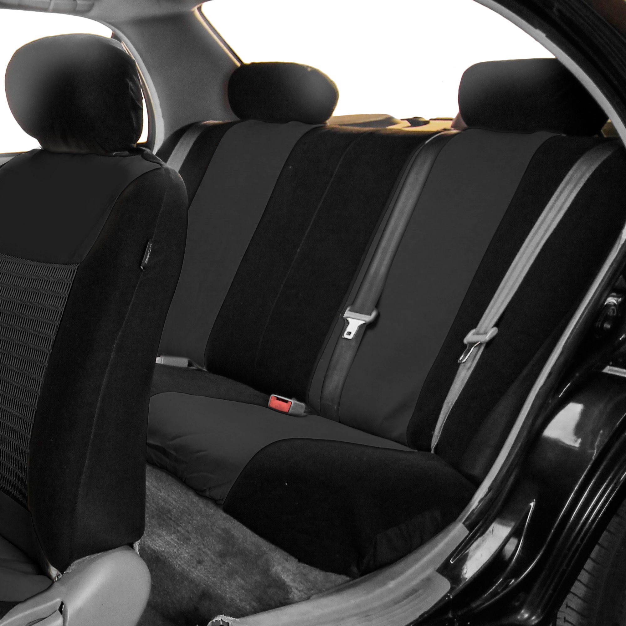 Premium 3-Row Car Seat Covers Set - Universal Fit for Cars, Trucks & SUVs | FH Group Black Fabric Seat Protectors with Airbag Compatibility & Split Rear Design | Perfect for Road Trips, Daily Commutes & Family Travel