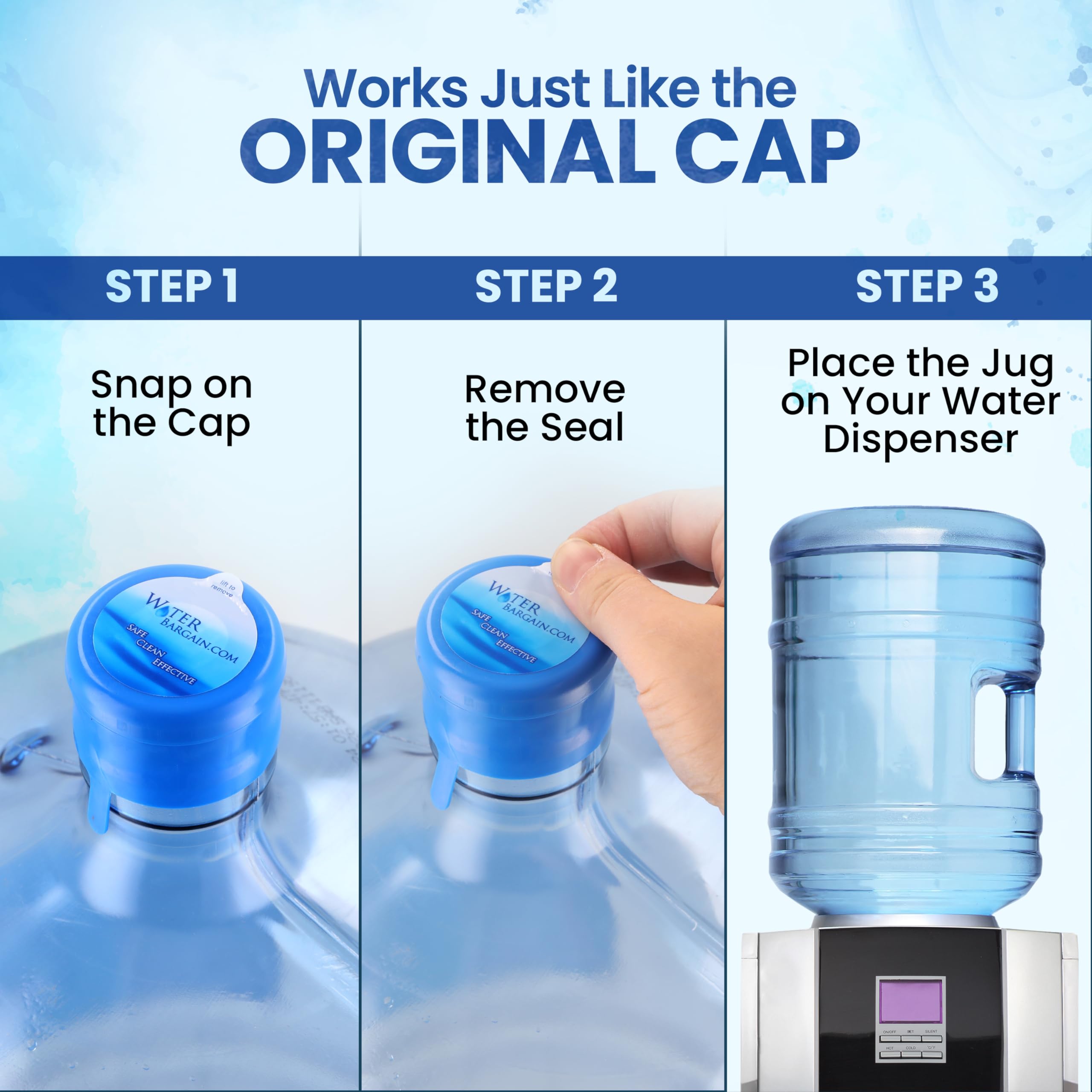Premium Spill-Proof Water Bottle Caps - USA Made 3 & 5 Gallon Jug Lids - Fits 2, 3, 5, 6 Gallon Containers - Ideal for Camping, Emergency Kits & Office Water Dispensers
