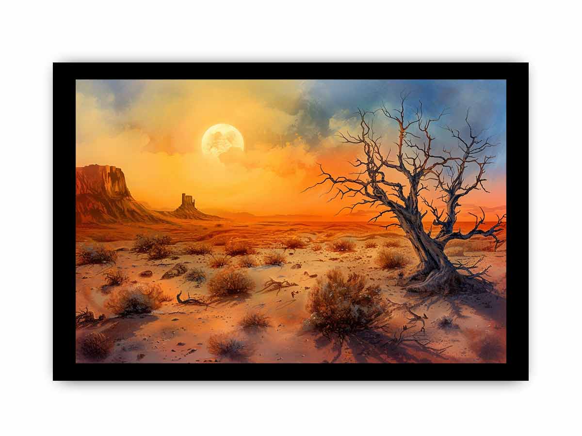 Desert Sun Art Framed Print - Stunning Wall Decor for Living Room, Bedroom & Office - Perfect Southwest Home Decor Gift