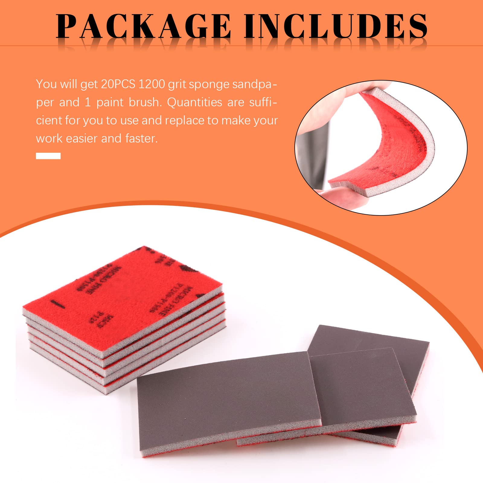 **Tanstic 21-Piece 1200-1500 Grit Sanding Sponge Set - Wet/Dry Flexible Foam Sanding Pads & 2.5 Inch Paint Brush for Wood, Metal, Drywall, Furniture - Perfect for DIY Projects, Home Renovation & Crafting**