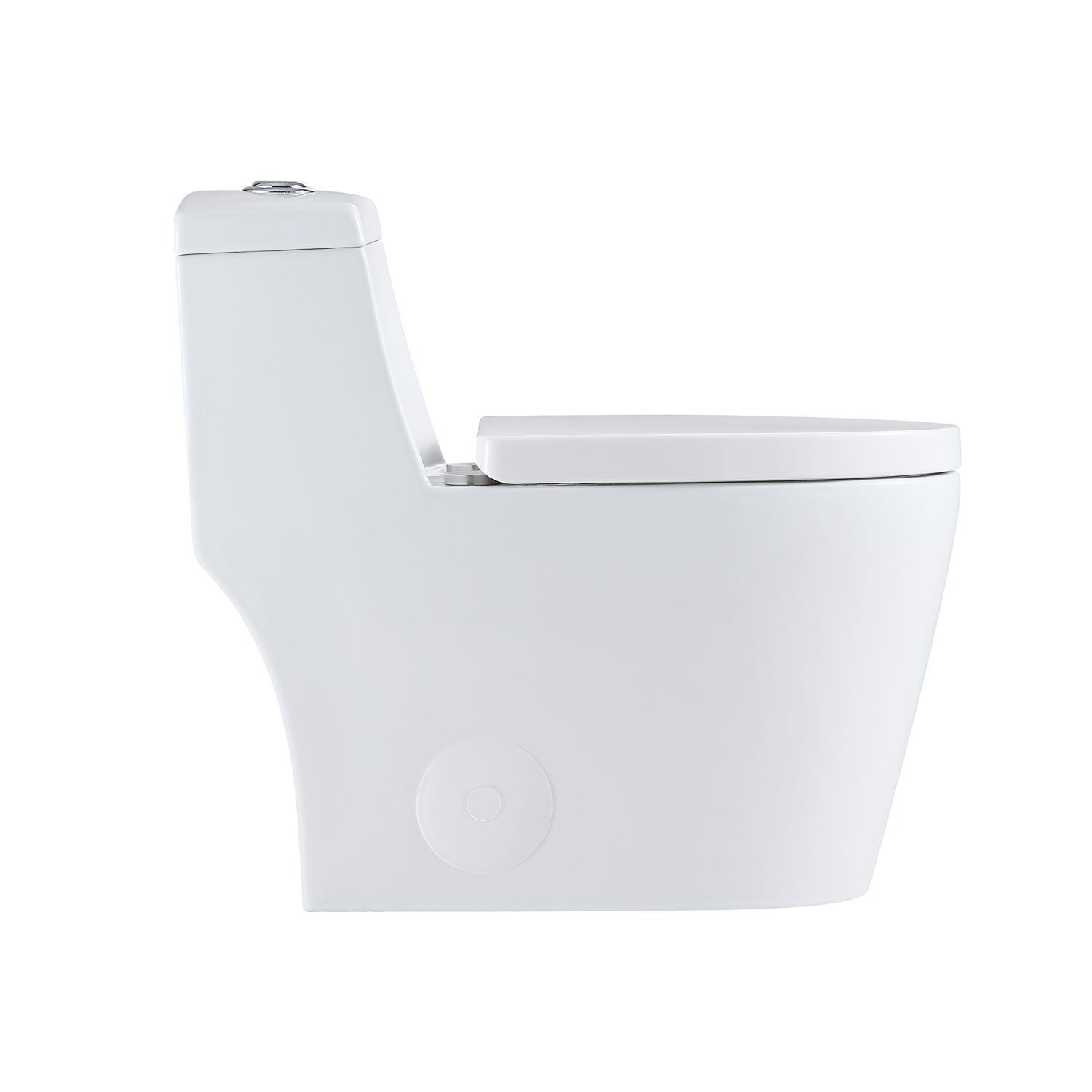 DAX One Piece Elongated Toilet with Soft Closing Seat & Dual Flush - High Efficiency White Porcelain Bathroom Toilet, 26 7/16