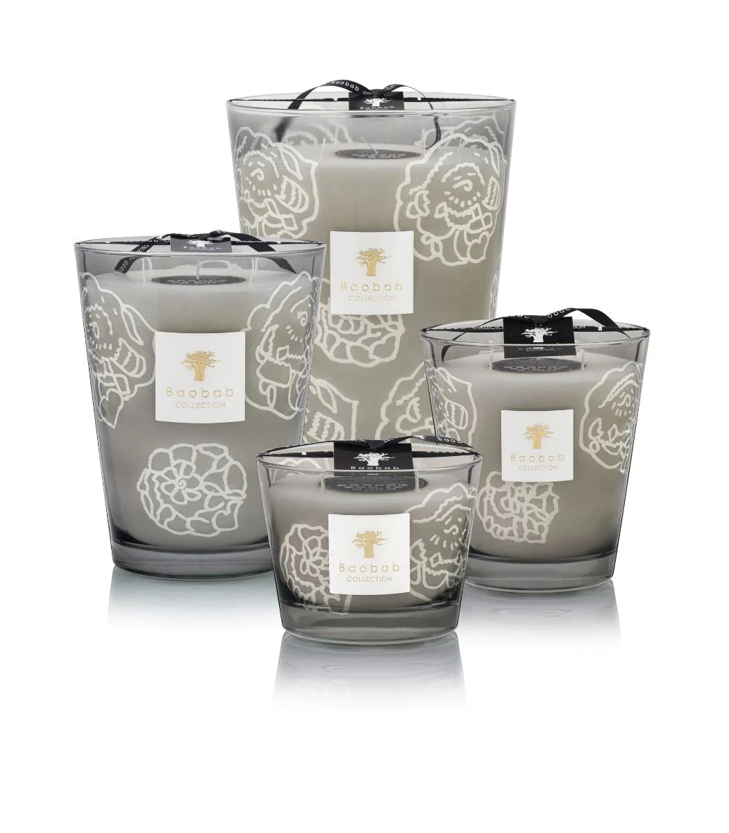 Baobab Grey Roses Scented Candle - Handmade Soy Wax Aromatherapy Candle for Home Decor, Relaxation & Romantic Ambiance