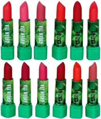 ADS Green Tea Matte Lipstick Set of 12 - Long Lasting, Non-Smudging, Organic Lip Color for Women & Girls | Multicolor Shades | Perfect for Daily Wear, Parties & Special Occasions