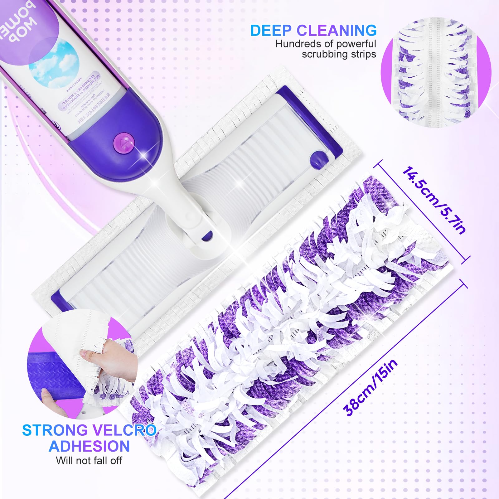 15-Pack Disposable Power Mop Refills for Swiffer PowerMop - Multi-Surface Floor Cleaning Pads for Wood, Tile & Hardwood Floors - Replacement Mop Pads for Quick & Easy Home Cleaning