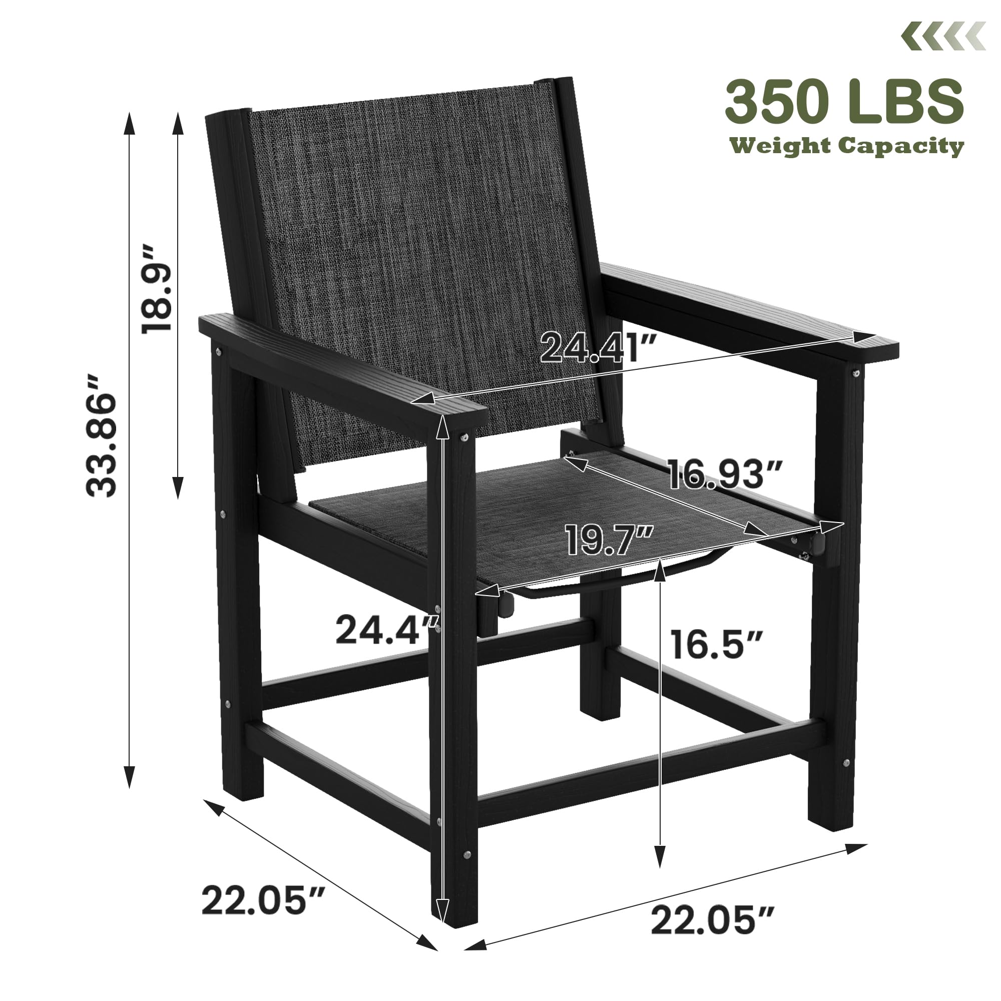 **UDPATIO HDPE Outdoor Chairs Set of 2 – All-Weather Patio Dining Chairs for Poolside, Deck, Garden & Backyard – Durable & Comfortable**
