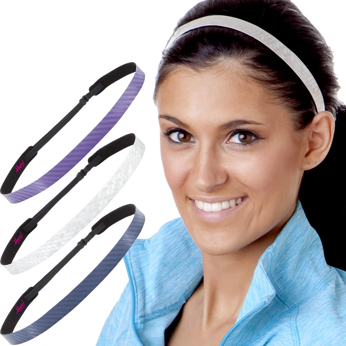 Hipsy Women's Adjustable Non-Slip Workout Headbands - 5 Pack for Yoga, Running, Gym & Sports - Breathable Hair Bands for Women & Girls