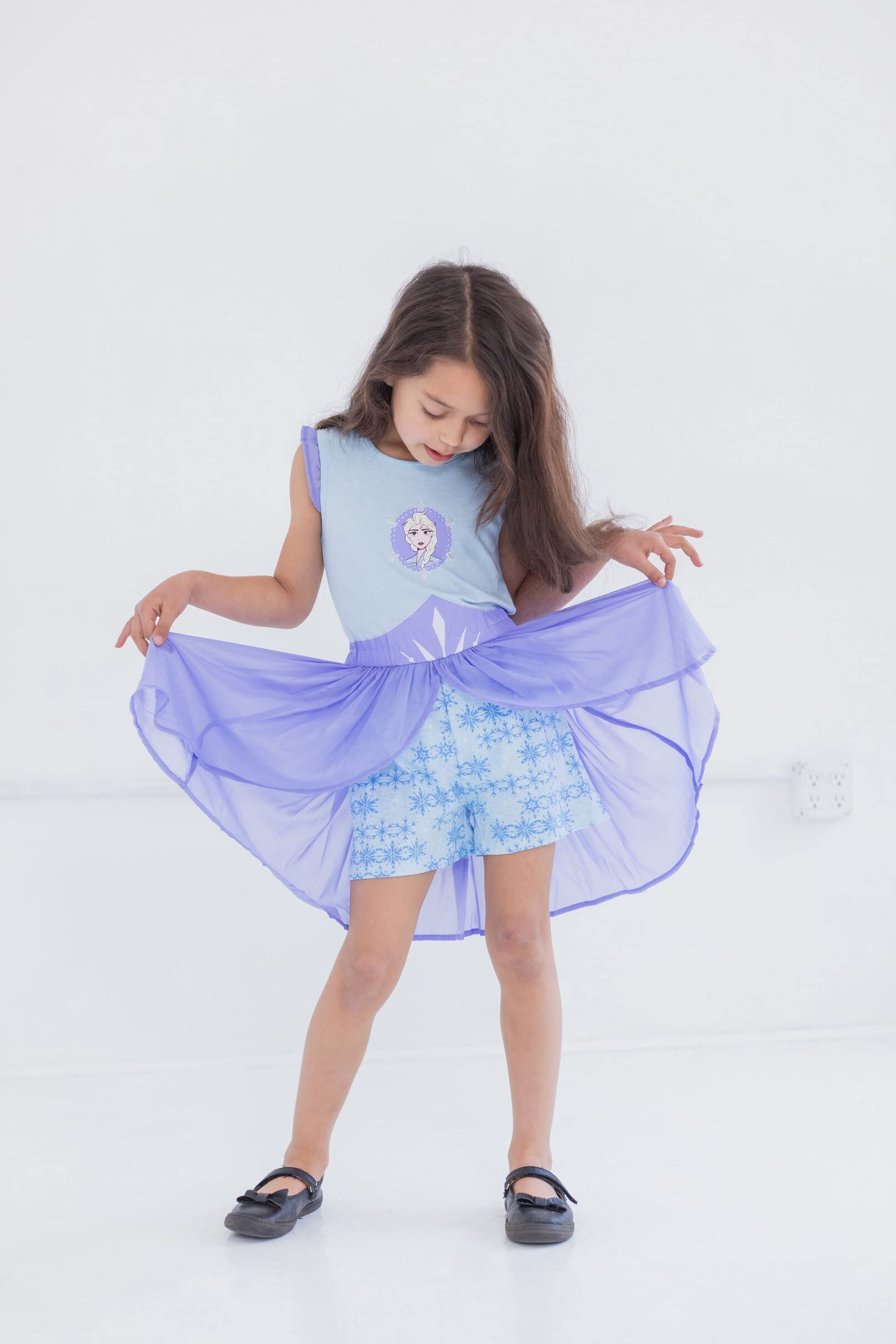 Disney Princess Girls Romper with Skirt Overlay - Toddler to Big Kid Sizes (1-8 Years) | Cute Playwear for Birthday Parties, Dress Up & Everyday Outfits