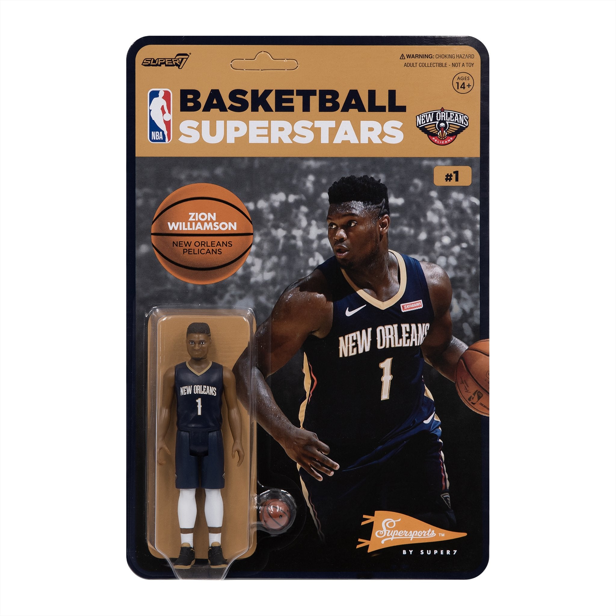 Super7 NBA Zion Williamson New Orleans Pelicans Action Figure - Collectible Basketball Player Toy for Fans, Kids, and Sports Decor