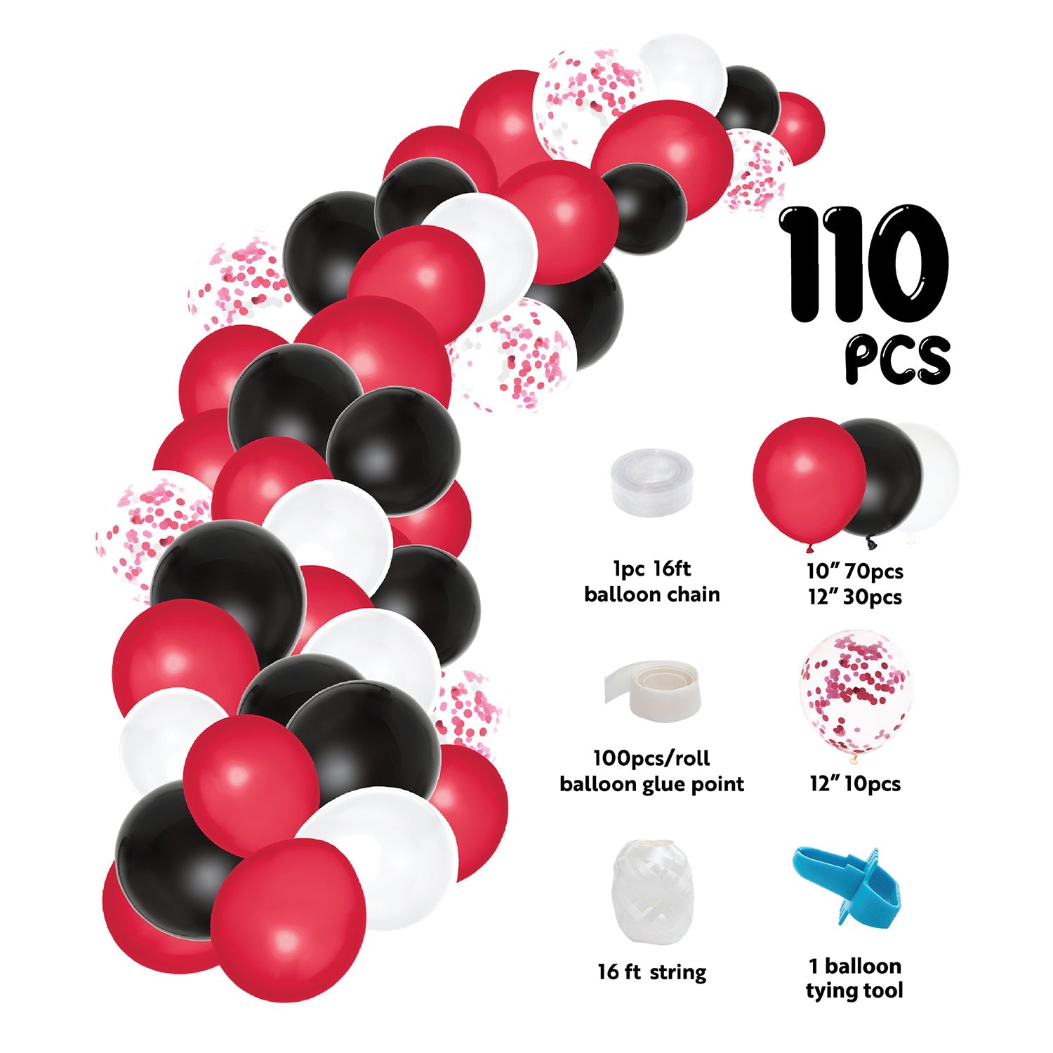 Red Balloon Garland Kit - Premium Party Decoration for Birthdays, Weddings & Baby Showers | Includes Balloons, String & Easy Hanging Bag