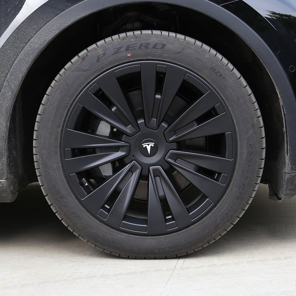 EVBASE 19 Inch Tesla Model Y Turbine Wheel Covers - 4PCS Matte Black Sport Rims for Model X Version | Enhance Style & Protect Alloy Wheels | Perfect for Daily Commuting & Road Trips