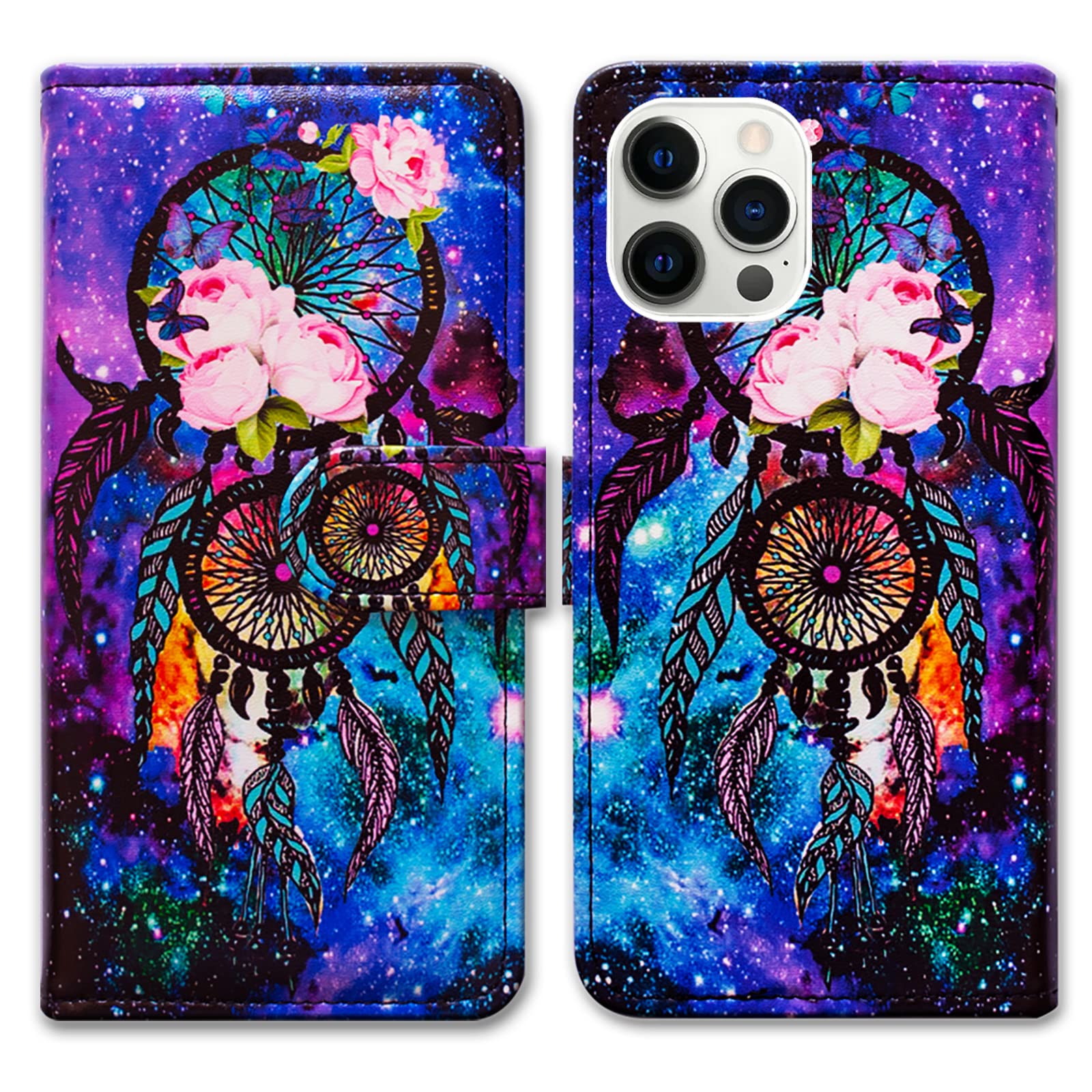 Premium Leather Wallet Case for iPhone 13 Pro - Dream Catcher Galaxy Sky Design with Card Slots & Kickstand | Slim Flip Cover for Women & Men | Perfect for Work, Travel & Daily Use