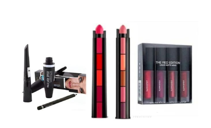 ALLNOVA 5-in-1 Long Lasting Matte Lipstick Set - 4 Liquid Lipsticks, Mascara, Eyebrow Pencil & Kajal (6-Piece Makeup Kit) | Perfect for Everyday Wear, Date Night & Special Occasions
