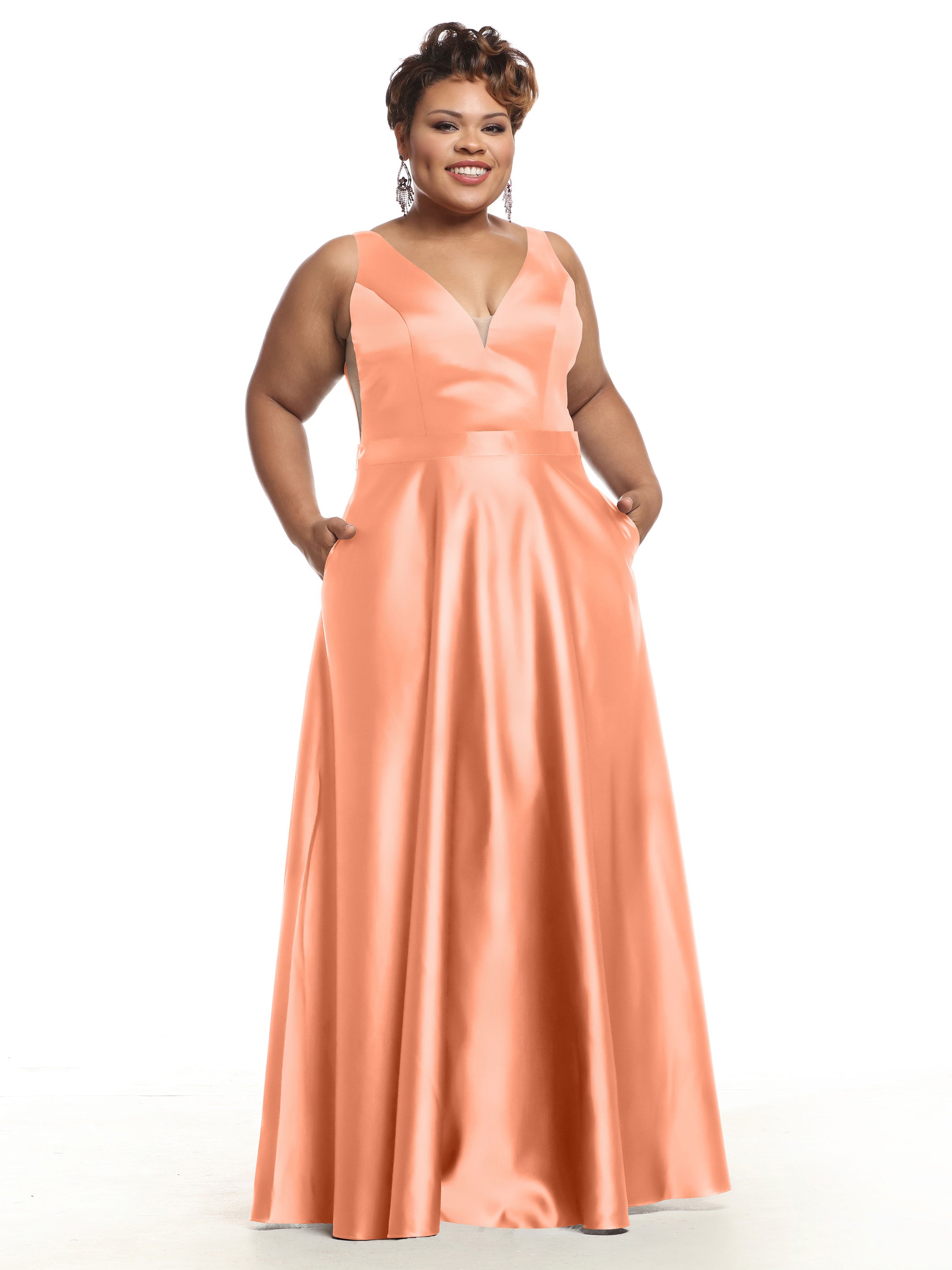 Elegant 80118 Satin A-Line Bridesmaid Dress with V-Neckline & Waist Sash - Perfect for Weddings, Formal Events & Special Occasions