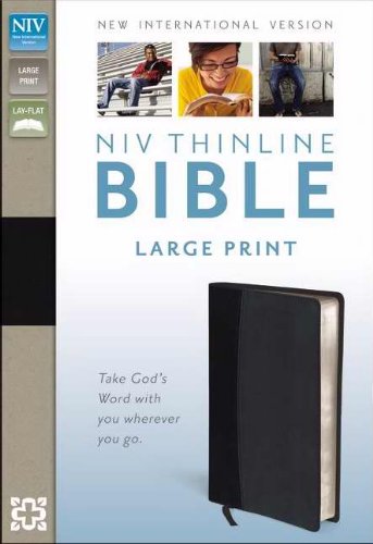 NIV Thinline Bible Large Print - Black DuoTone Leather Cover, Easy-to-Read Comfort Print for Church, Travel & Daily Devotional Study