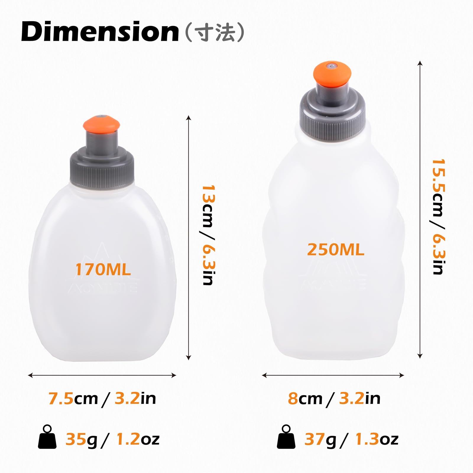TRIWONDER Leakproof Running Water Bottle 5.7oz (170ml) - 2 Pack Hydration Bottle for Marathon, Hiking, Cycling & Fitness | Perfect for Hydration Belts & Backpacks