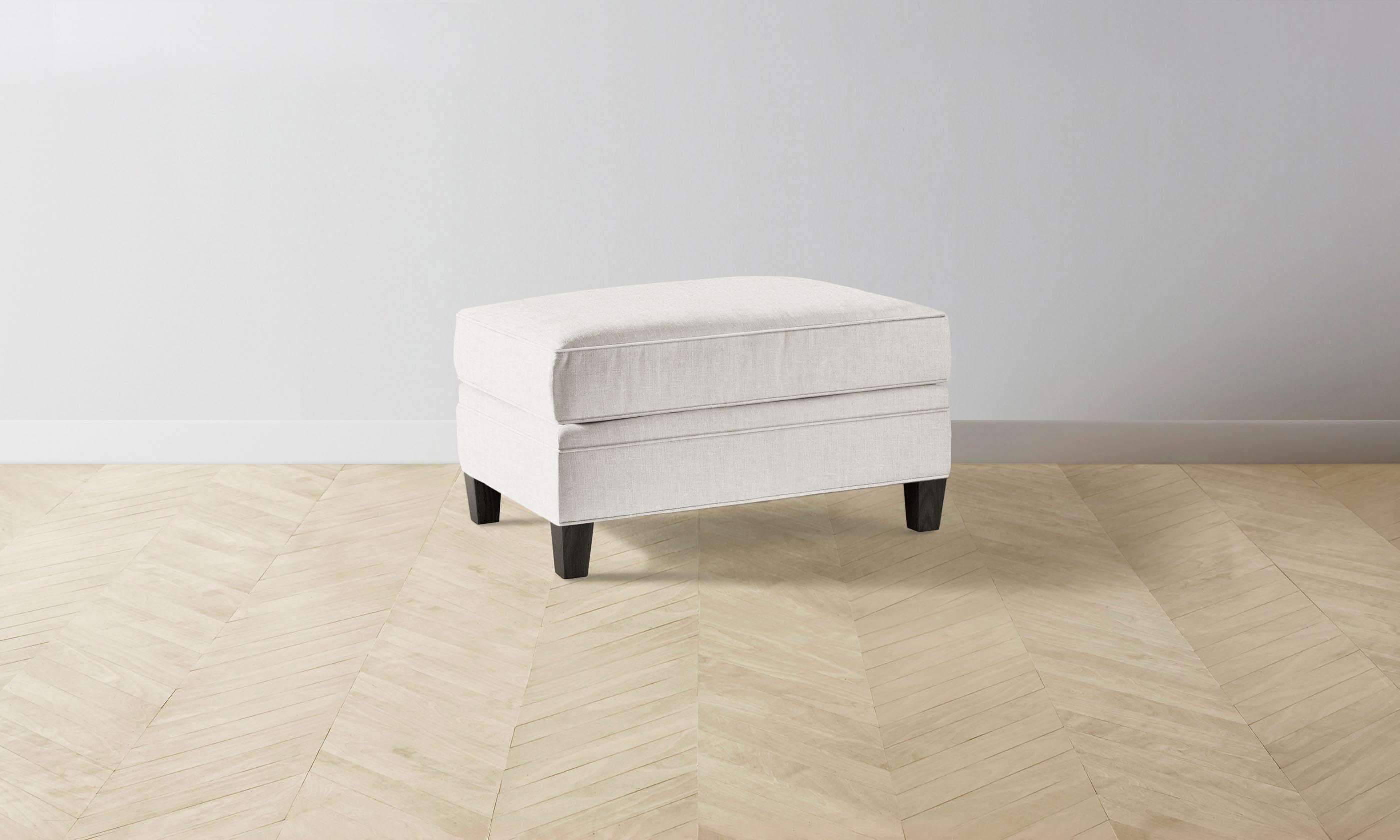 Carmine Ottoman with Heritage Belgian Linen Upholstery in Egret - Perfect for Living Room, Bedroom, or Home Office Seating and Storage