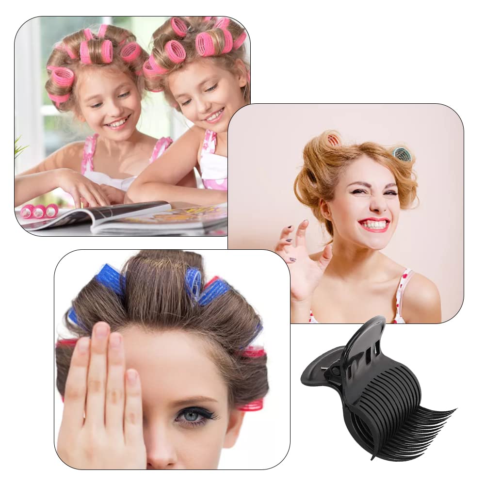 12 Pcs Heat Resistant Plastic Hair Roller Clips - Lightweight Curler Claw Clips for Salon & Home Use - Durable Replacement Rollers for Curling, Styling & Hair Care (Black)