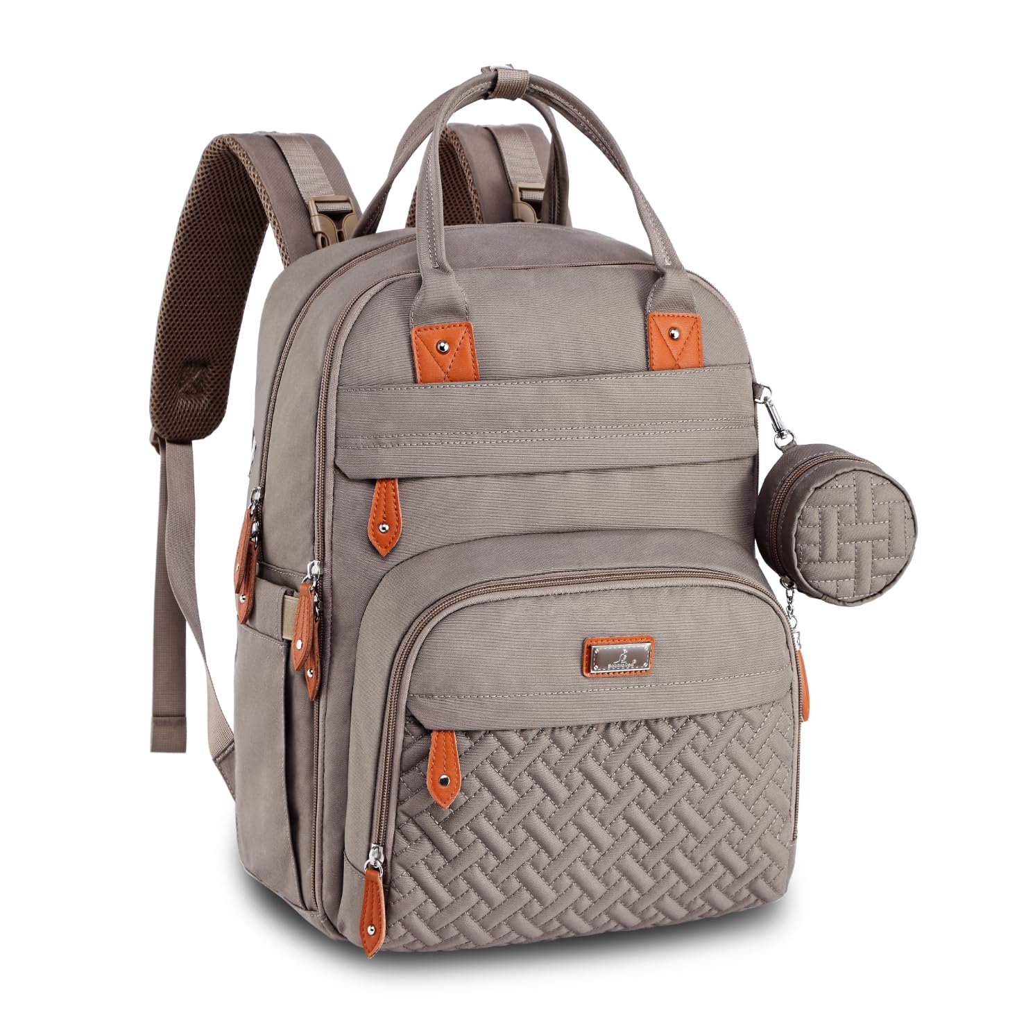 BabbleRoo Waterproof Diaper Backpack - Multifunctional Baby Travel Bag with Changing Pad, Stroller Straps & Pacifier Case - Unisex Khaki Diaper Tote for Parents - Perfect for Daycare, Travel & On-the-Go Parenting