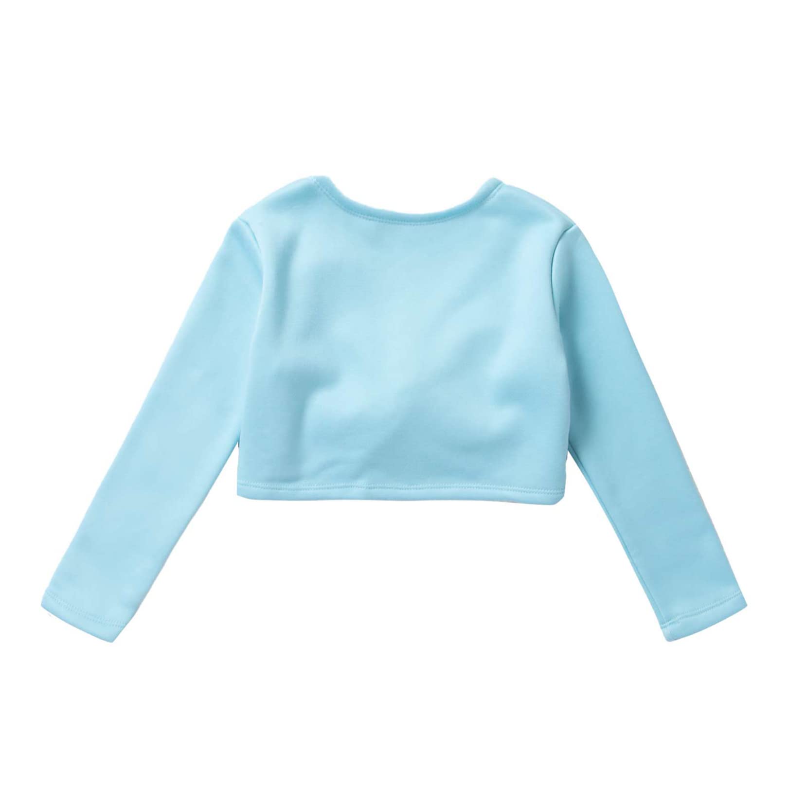 EasyForever Girls' Thick Knot Ruched Ballet Dance Crop Top - Long Sleeve Wrap Sweater Shrug for Dance Class, Performance & Casual Wear